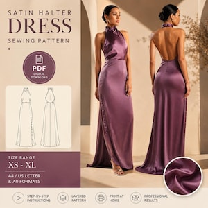 backless evening dress pattern Backless Maxi Dress Sewing Pattern