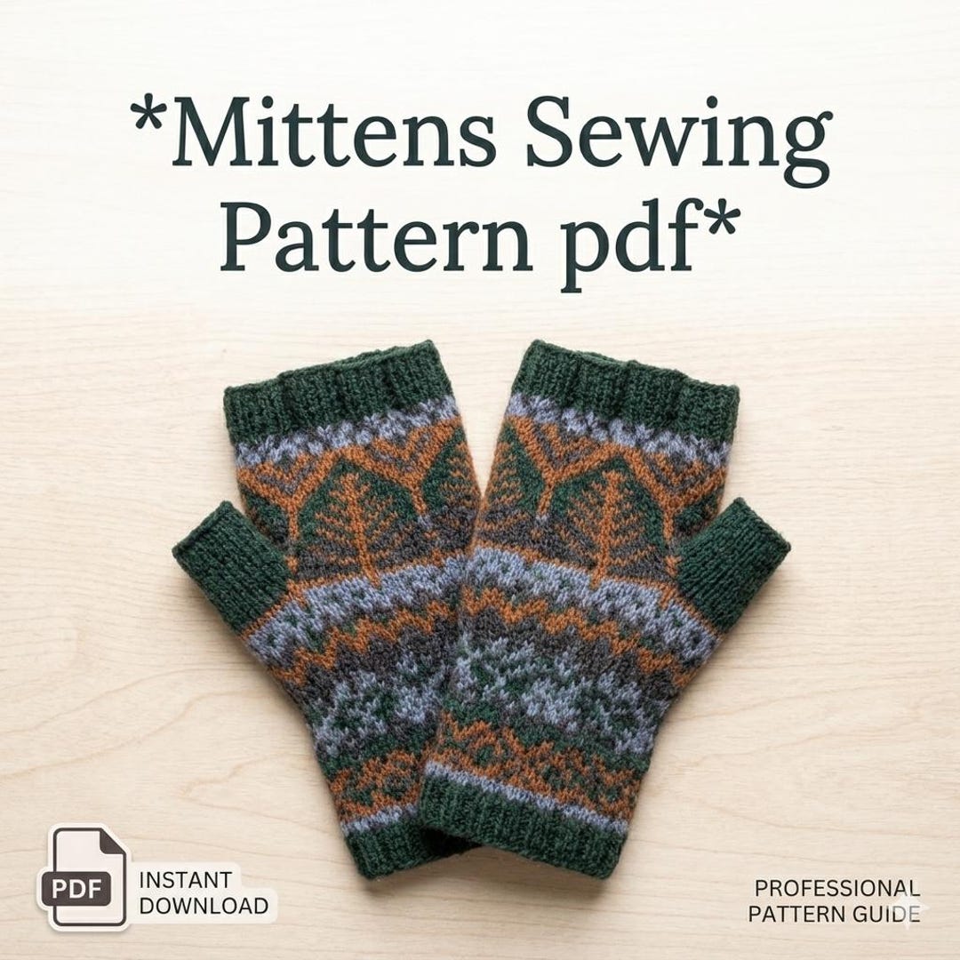 Mittens Sewing Pattern PDF, Fingerless Glove Sewing Pattern, Easy ...