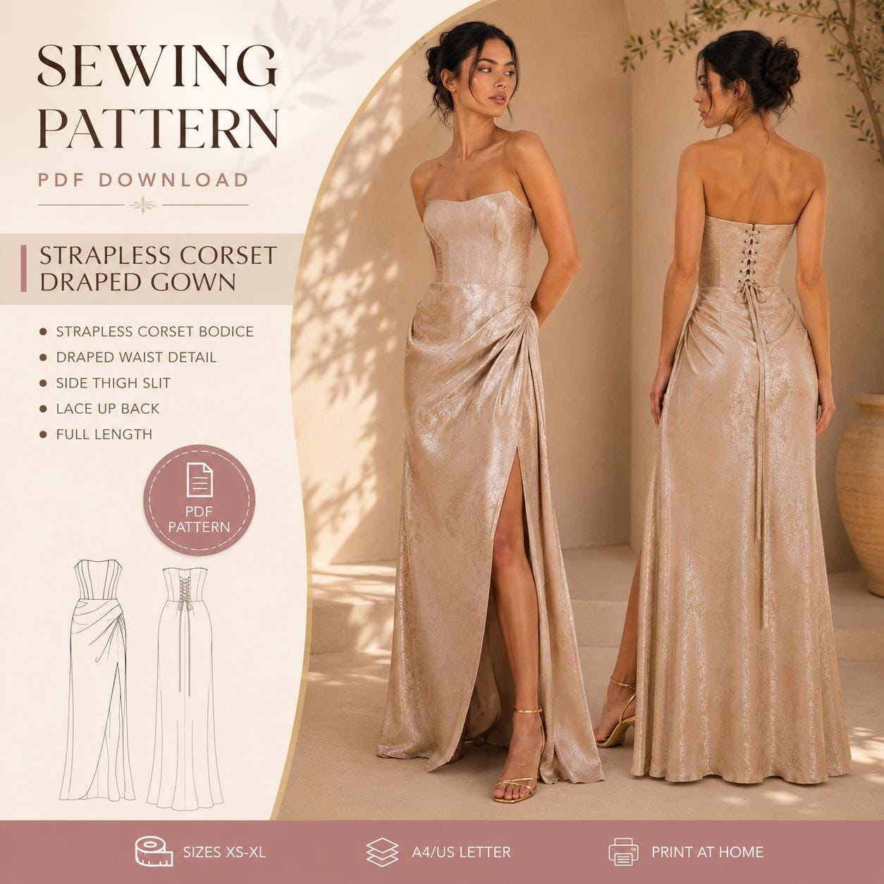 Draped Dress Pattern - Etsy