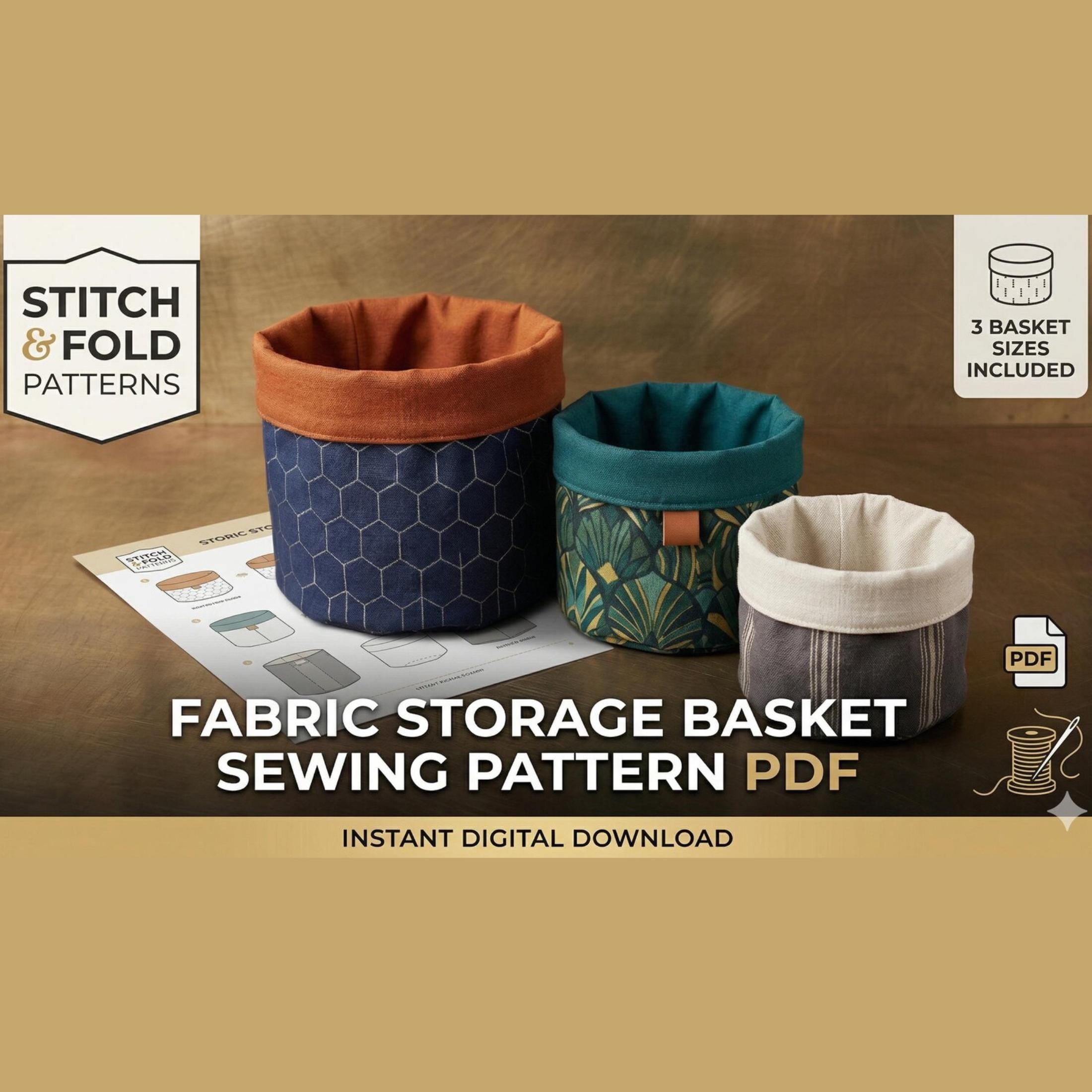 Fabric Storage Basket Sewing Pattern PDF, Nesting Baskets Trio Tutorial ...