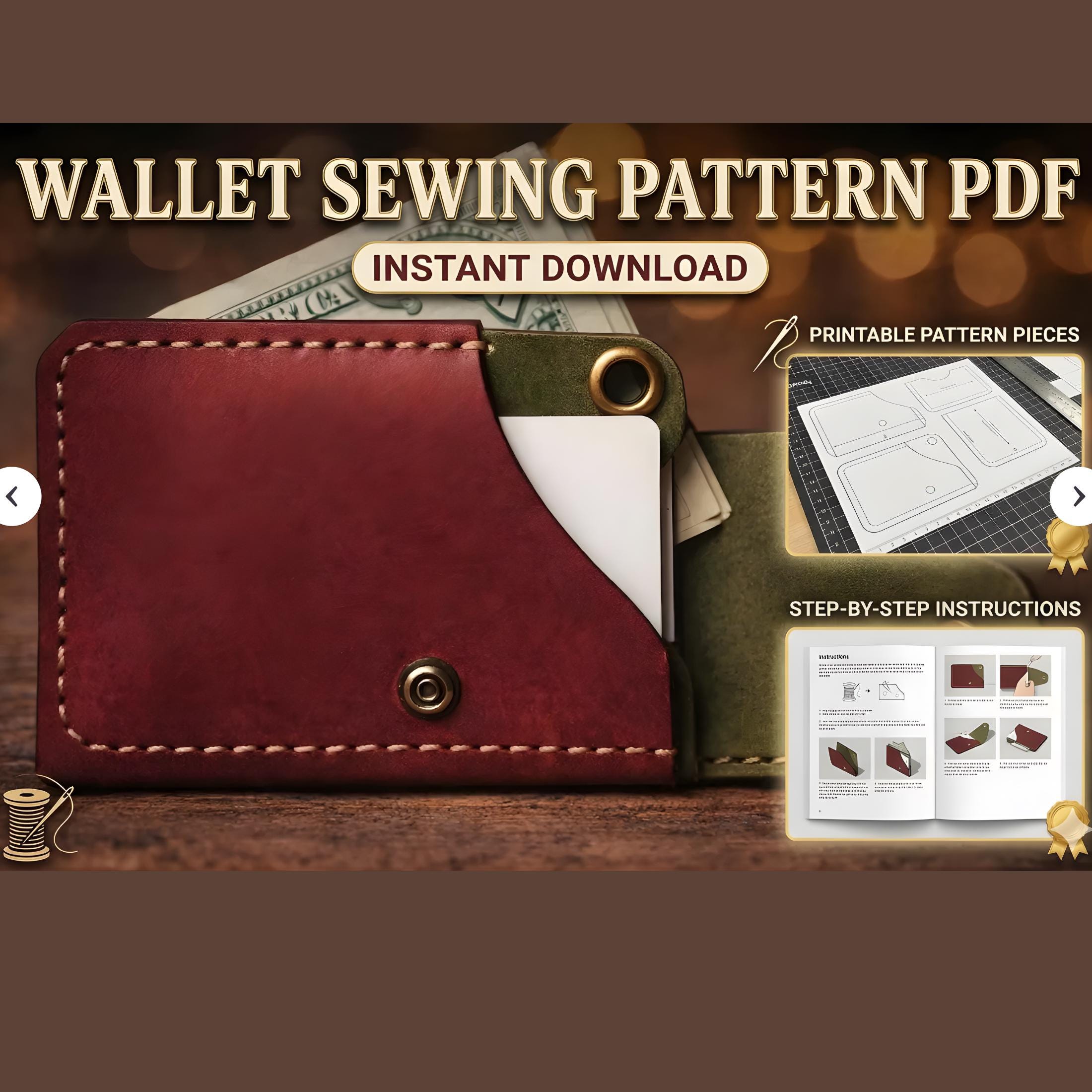Leather Wallet Sewing Pattern PDF - Minimalist Card Holder Template ...