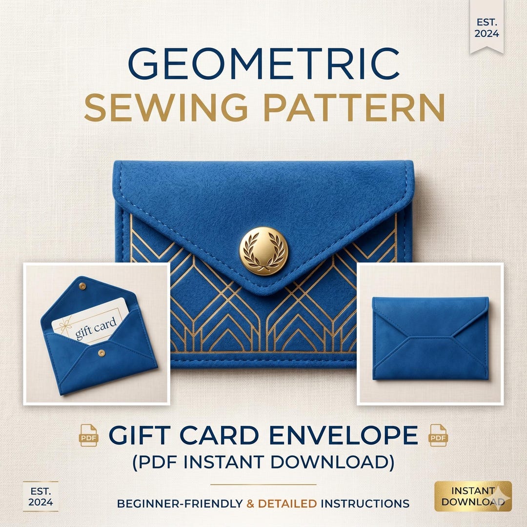 Gift Card Envelope Sewing Pattern PDF - DIY Card Holder Template ...