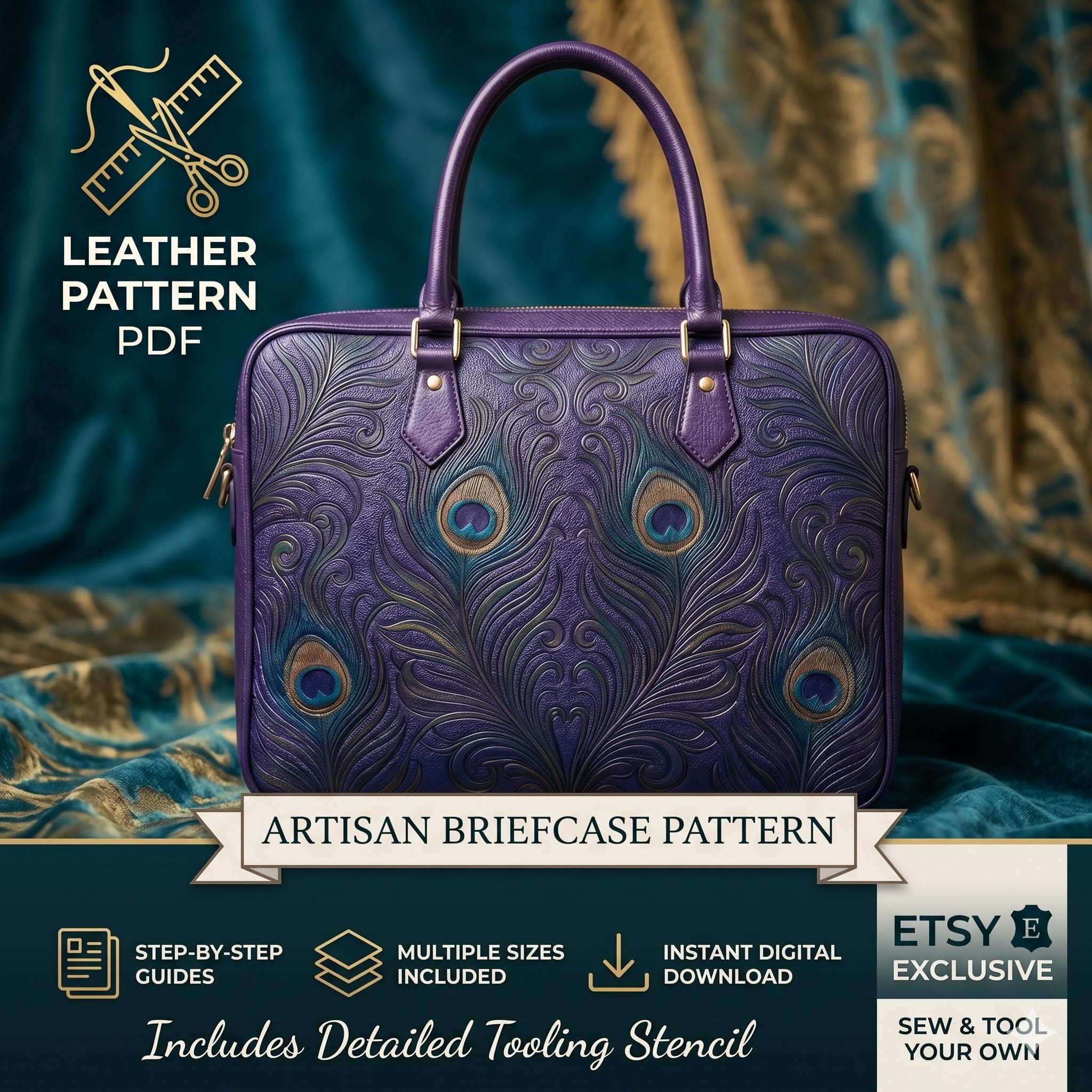 Leather Briefcase Sewing Pattern PDF - Artisan Laptop Bag Design With ...