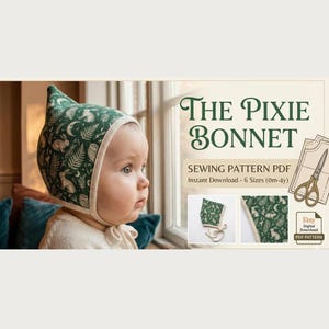 Patrón de costura para gorro Pixie: PDF de descarga instantánea para recién nacidos hasta 4 años, instrucciones paso a paso, videotutorial.
