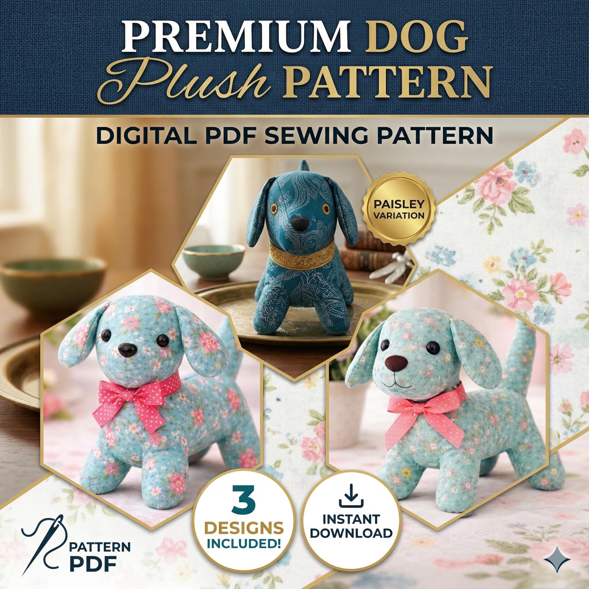 Dog Plush Sewing Pattern PDF, Stuffed Animal Pattern, Plushie Pattern ...