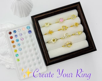 Customizable Open Ring | Choose Ring Style, Gemstone Style and Color | Adjustable Gift for Her