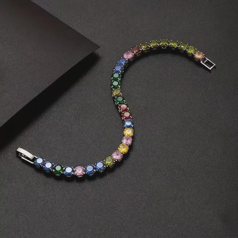 Luxurious Italian 925 Silver Moissanite Tennis Bracelet Handmade Luxury image 5