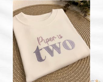 Personalised Embroidered Cotton T-Shirt | Children’s Custom Name & Age Tee | Keepsake Gift | First Birthday Outfit