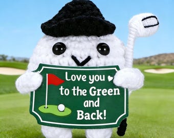 Handmade Crochet Golf Ball Plush | Desk Buddy, Motivational Decor, Golf Lover Gift