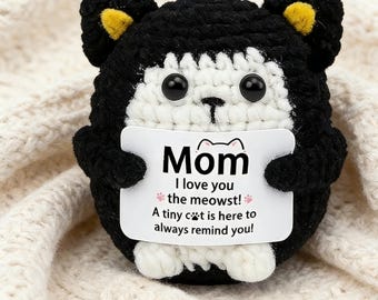 Crochet Black Cat Amigurumi | Emotional Support Desk Decor for Mom