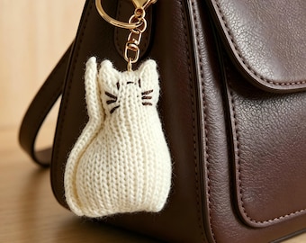 Handmade Knit Cat Keychain Set – Cute Silhouette Charms, Woolen Kitty Keyrings & Bag Accessories