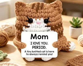Handmade Crochet Cat Plush, Customizable Message Cat, Perfect Gift for Mom, Dad, Teachers & Cat Lovers