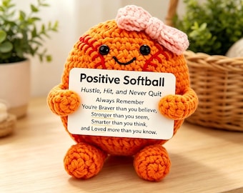 Positive Softball Crochet Plush, Motivational Softball Gift for Students, Inspirational Father's Day Gift for Dad, Desk Decor