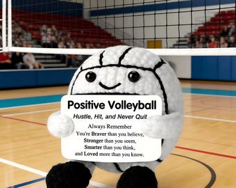 Positive White Volleyball Plush, Encouragement Gift, Pocket Hug & Desk Buddy for Students