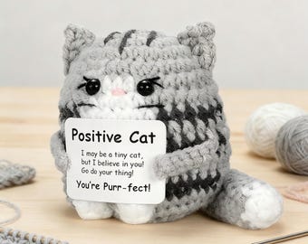 Handmade Crochet Cat Plush, Anxiety Relief Desk Companion, Comfort Buddy