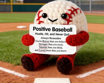 Handmade Crochet Positive Baseball, Team Sport Encouragement Gift, Baseball Fan Motivational Present