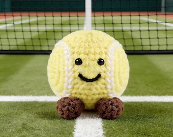 Handmade Crochet Tennis Ball Plush, Cheer Up Gift for Sports Lovers, Cute Desk Decor