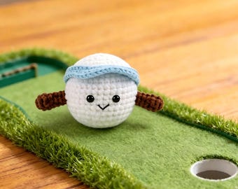 Crochet Golf Ball Plush, Emotional Support Toy, Gift for Golf Lovers & Dads