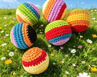 Crocheted Sandbag Footbag, Hand Knit Kick Ball, Juggling Toy, Sensory Fidget Toy, Outdoor Play Gift for Kids, Summer Camp Party Favor