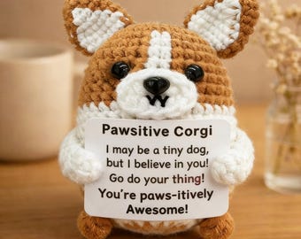 Cachorro de pelúcia de crochê, presente artesanal para amantes de cães, decoração fofa e alegre para mesa.