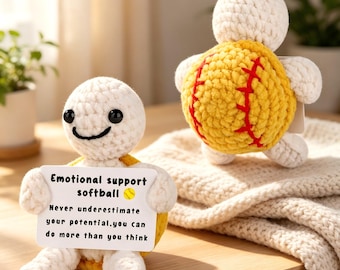 Crochet Sports Turtle Plush, Emotional Support Ball Toy, Encouragement Gift for Athletes & Students
