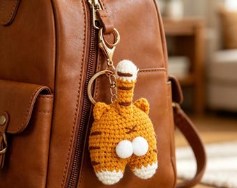 Funny Crochet Cat Butt Keychain Pair, Gift for Cat Lovers, White Elephant Swap, Bridesmaid, Long Distance Couple & Girls Party
