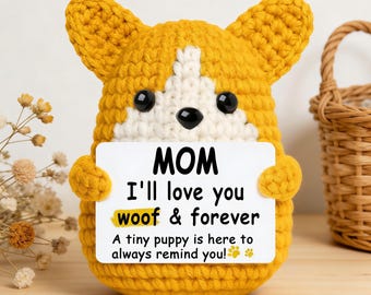 Handmade Crochet Corgi Mom Gift, Mother's Day Love You Forever Plush, Dog Mom Gift