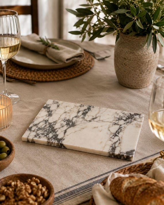 Calacatta Viola Marble Cutting Board | Natural Stone Serving & Charcuterie Board
