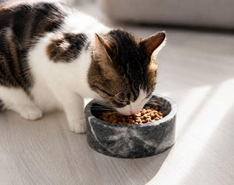 Skål i svart marmor för husdjur | Skål för katt och hund i natursten