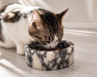 Calacatta Viola Marble Pet Bowl | Natural Stone Cat & Dog Bowl