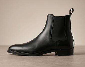 Men's Black Leather Chelsea Boots | Minimalist Dress Boots