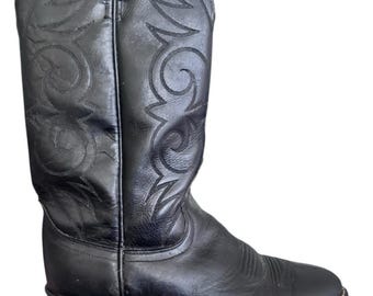 ヴィンテージ 70年代 アクメ製 ブラックレザー カウボーイブーツ