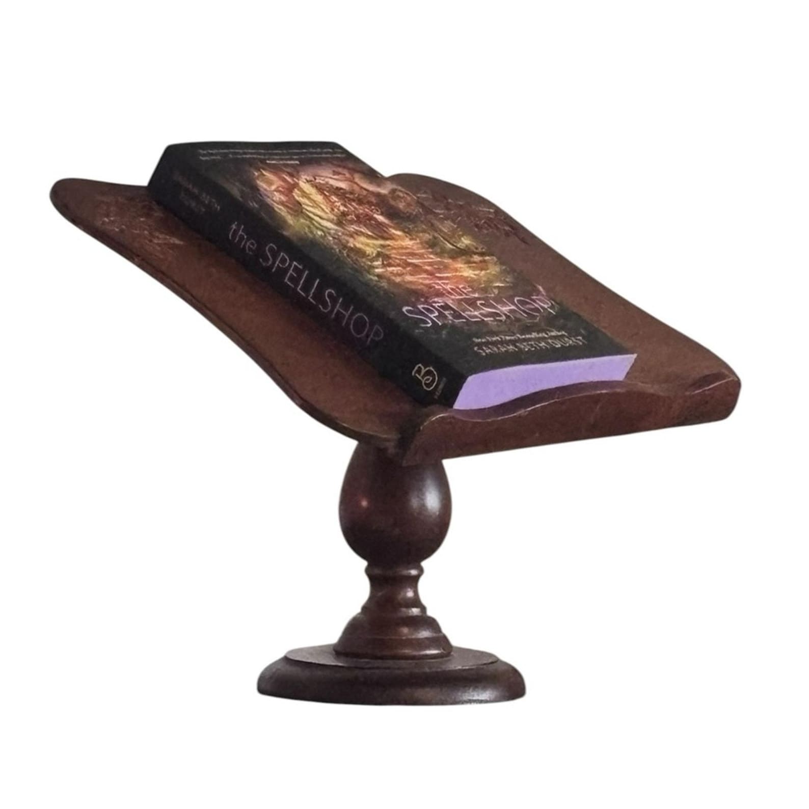 Vintage Wooden Cookbook|Bible|Tablet Stand|Hand-carved Floral|Dark Brown Stain|