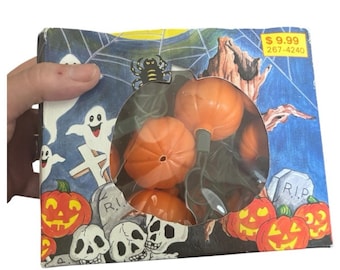 Vintage 90s Halloween Pumpkin String Light Set|20 Jacko lanterns