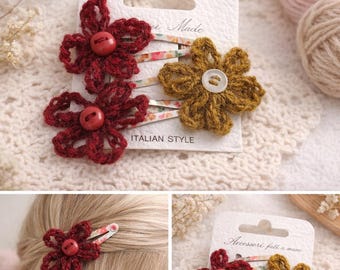 Mollette Fiorellino in Lana delle Shetland - confezione da 3