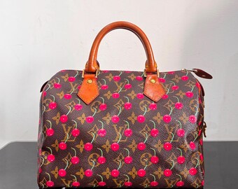 Vintage Louis Vuitton 25 Speedy Chery Handbag Takashi Murakami
