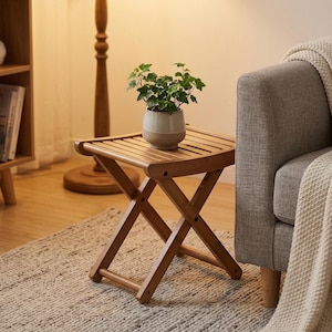 Foldable Bamboo Table Set with Stools – Portable Small Space Coffee Table