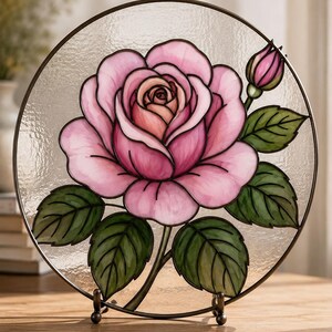 Rose Stained Glass Pattern | Printable Glass Painting Template | Floral Vitrail Design PDF | DIY Window Art | Beginner Friendly