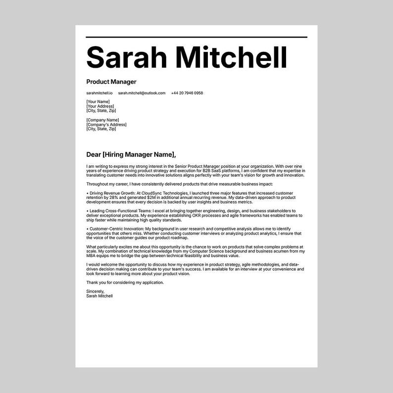 ATS Resume Template Canva | CV Template + Cover Letter | Modern ...