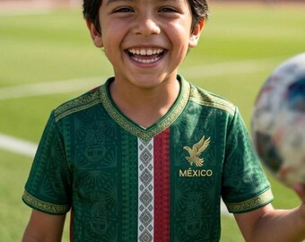 Maillot de football pour enfant du Mexique personnalisé, Maillot de football pour enfant avec nom personnalisé pour enfant, Cadeau pour enfants fans, Maillot de football pour enfant, Assortiment d'une équipe du Mexique