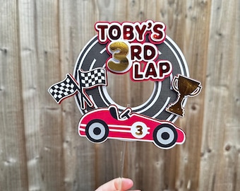 Racing Car Custom Cake Topper - Personalised with Name and Age