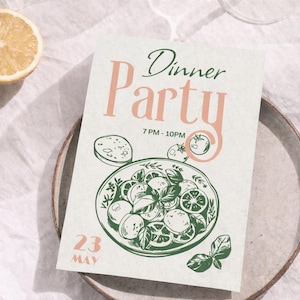 Dinner Party Invitation Template, Editable Canva Invitation, Dinner Party Invite, Printable Party Invitation, Dinner Einladung Vorlage