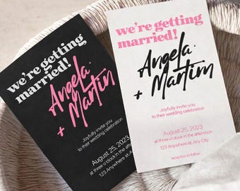 Modern Wedding Invitation Template in Canva | Minimalist Wedding Invite | English & German Editable Invitation