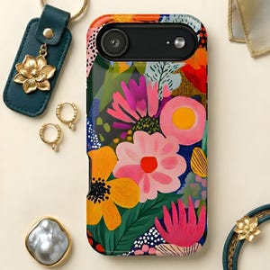 Bold Floral Phone Case, Dual-Layer Protective Cover, MagSafe Compatible (Glossy/Matte),Gift for Her, Mother Day gift