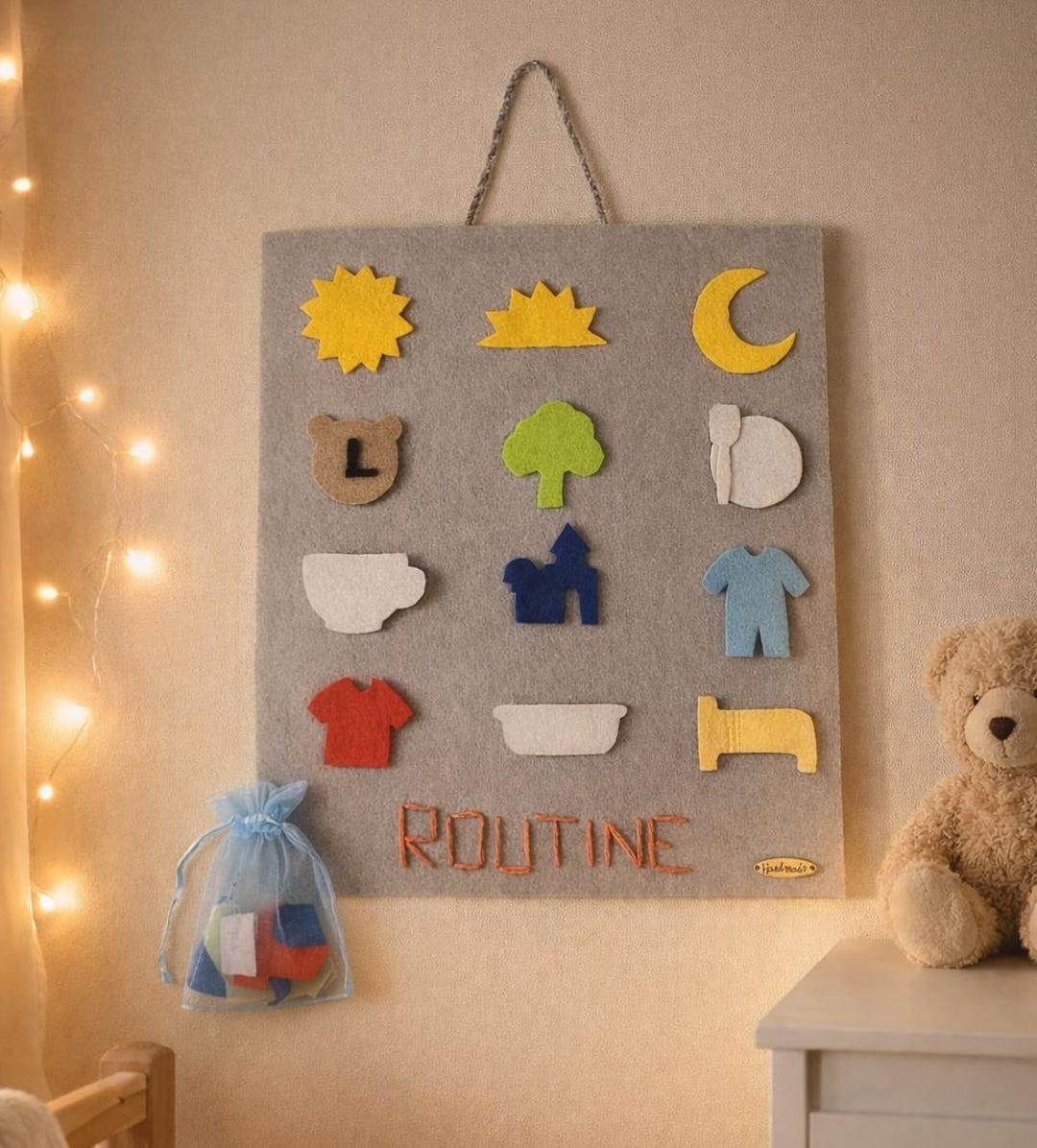 Daily Routine Velcro Daily Routine Panel for Children in Felt – Montessori Educational Game ...