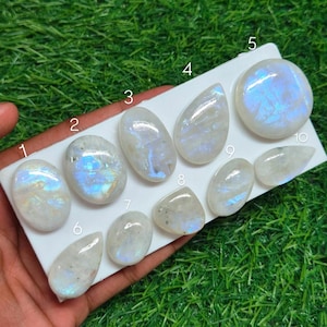 Månsten En lös ädelsten av högsta kvalitet, 100 % naturlig månsten, cabochon, för smyckestillverkning