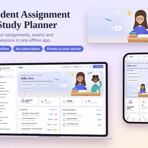 Planificateur d'études, Suivi des devoirs, Application de compte à rebours des examens hors ligne, Calculateur de notes, Minuteur Pomodoro