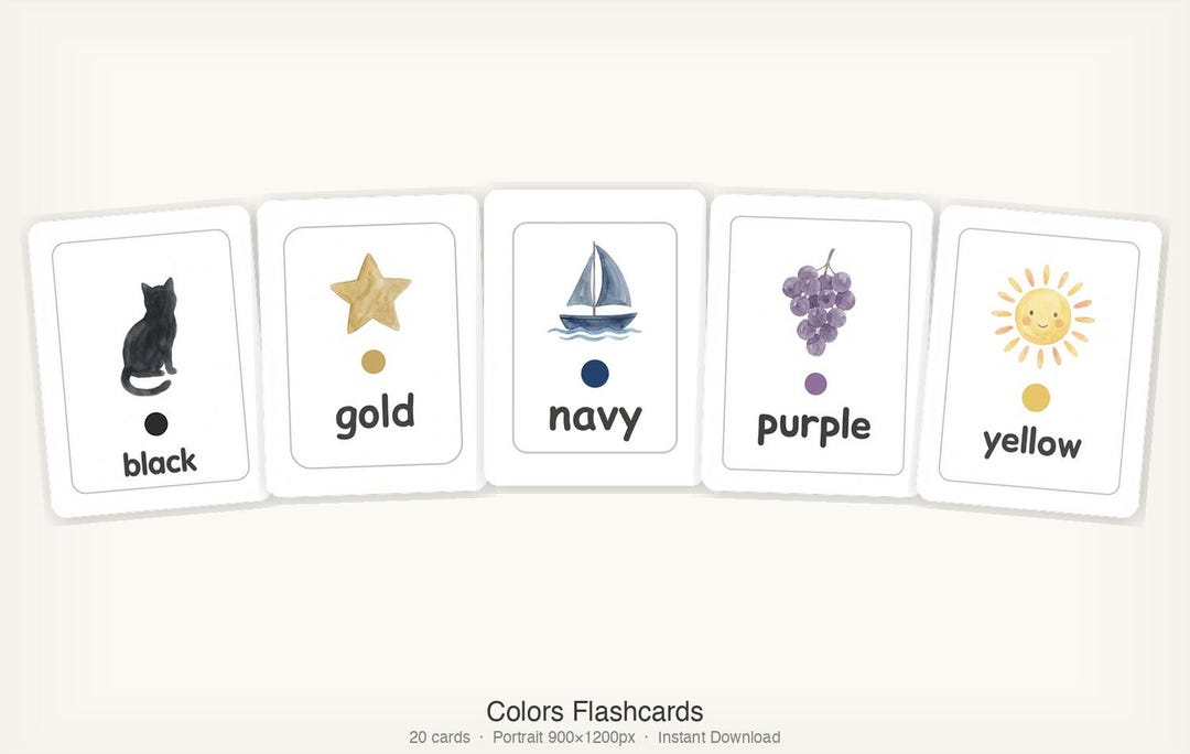 Montessori Color Flashcards | Watercolor Learning Cards (instant ...