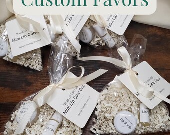 Baby Shower Favors Spa Set | Bridal Shower Lip Balm & Lip Oil Party Favors | Self Care Party Favor | Personalized Skincare Favors