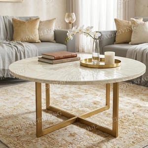 Natuurlijke Seleniet Salontafel Healing Crystal Stone Tafelblad Luxe Ronde Witte Seleniet Meubels voor Woonkamer Decor